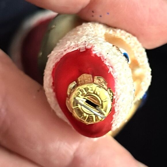 Vintage PIER 1 Blown Mercury Glass Santa Christmas Ornament Red White Gold - Picture 10 of 11